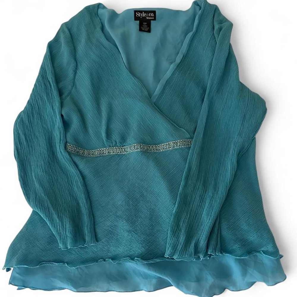 Teal color beaded blouse size L